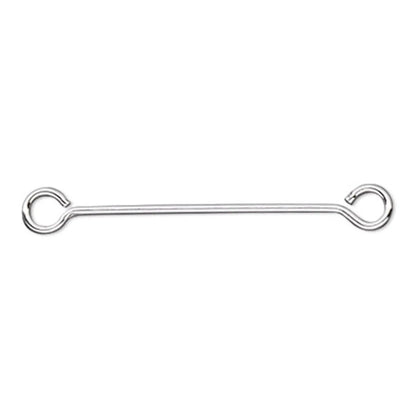 Silver Plated Brass Double Eye Pin Link Connectors, 15x2mm, 26 Gauge, 100 pcs