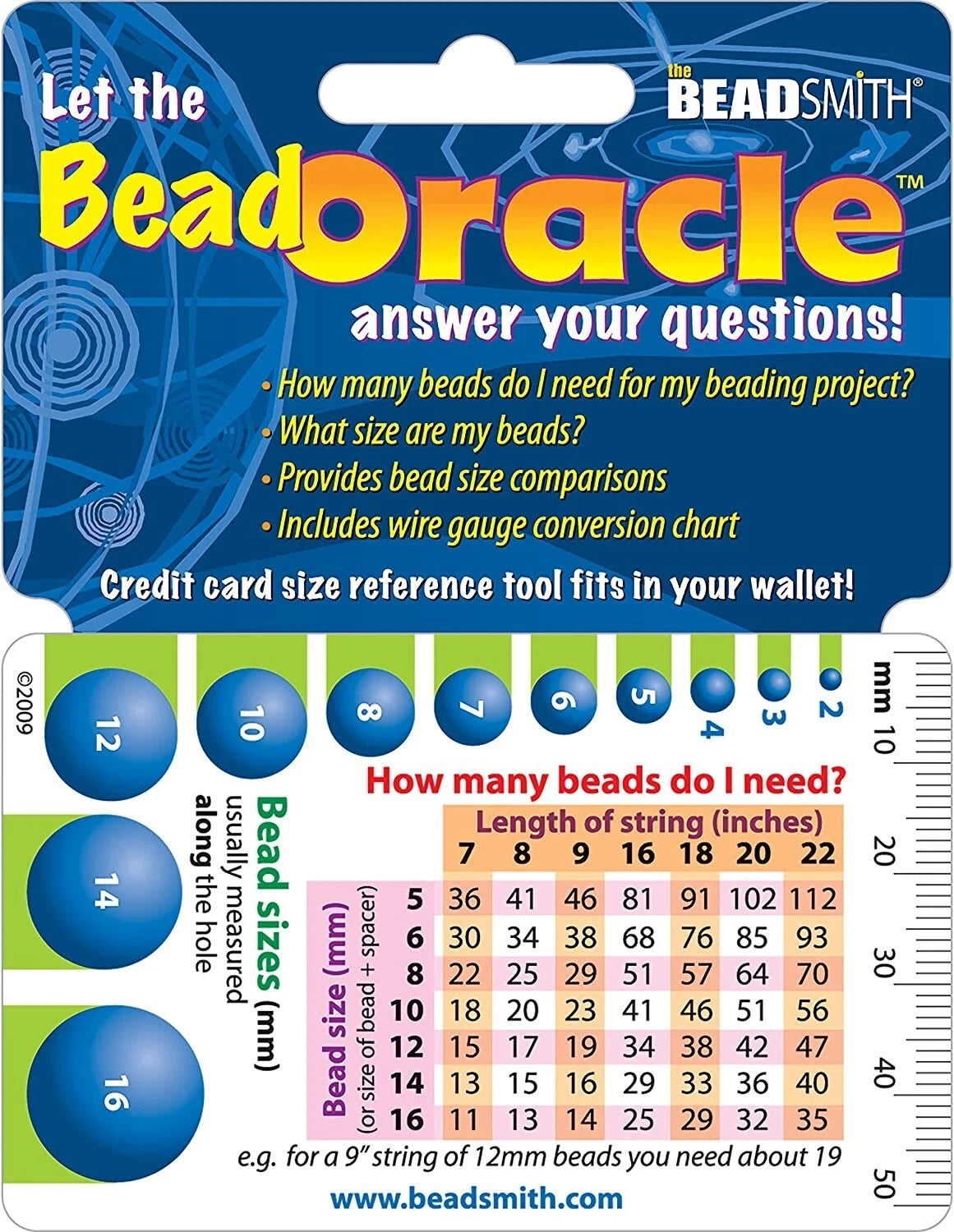 BeadSmith Bead Oracle Wallet Reference Card