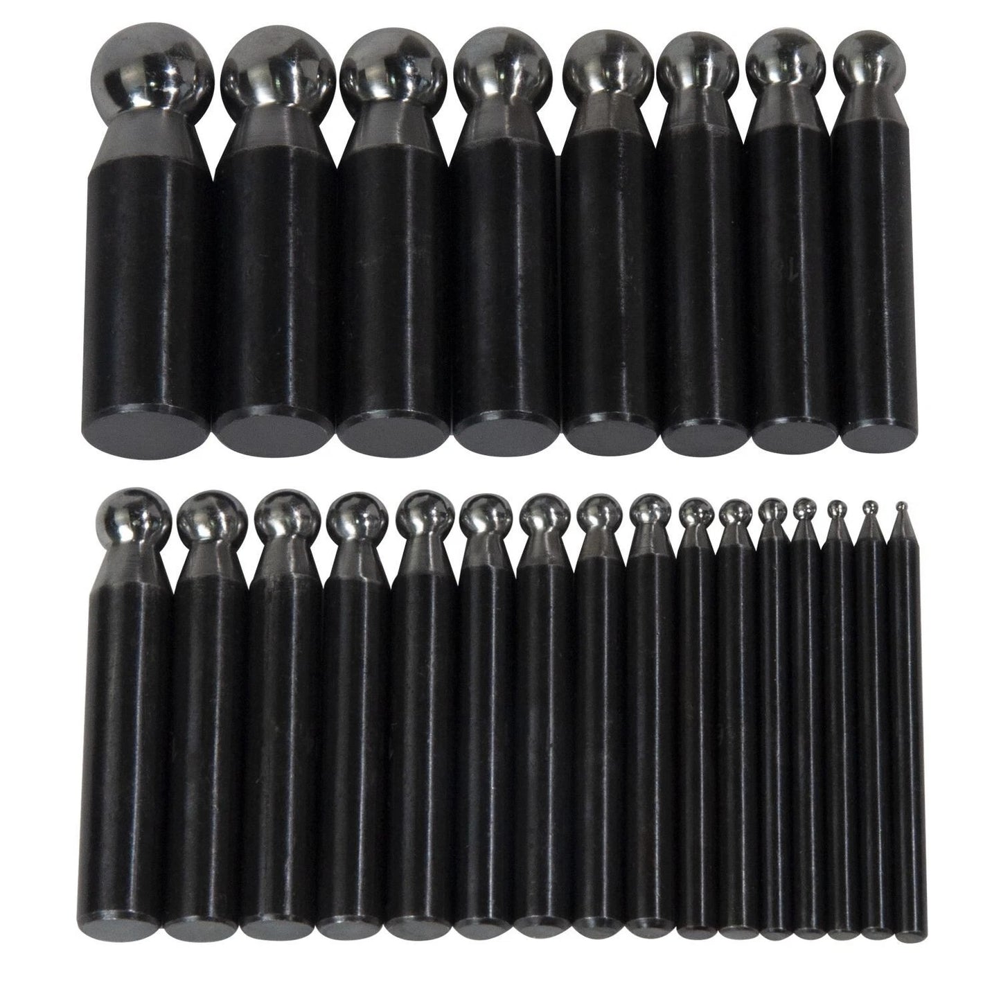 Dapping Punch Set, Polished Steel, 2.3mm–25mm, Set of 24