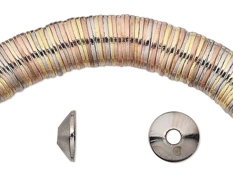 Tri-Color Plated Steel Smooth Cone Bead Caps, 7x2mm, 300 pcs