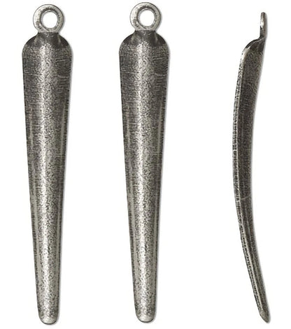 Antiqued Silver Brass Talon Drop Charms, 22x3mm, 100 pcs