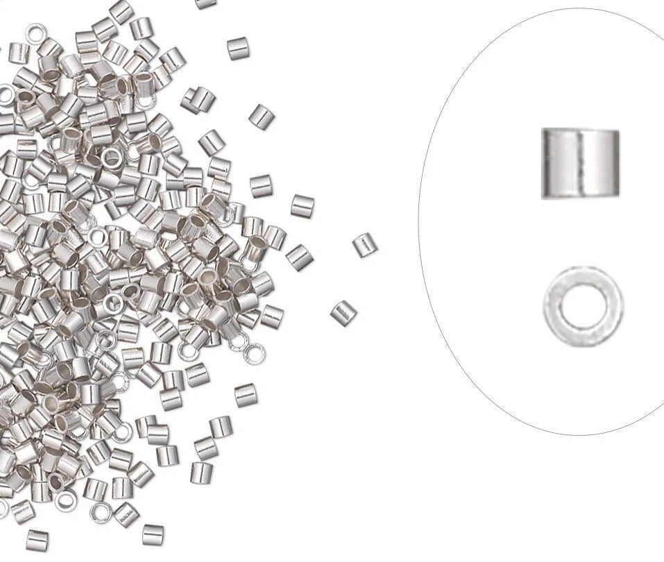 Sterling Silver Micro Cut Tube Crimp Beads, 1.1x1mm, 100 pcs