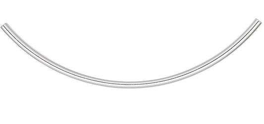 Brass 100x3mm Curved Tube Beads, Silver Plated, 10 pcs