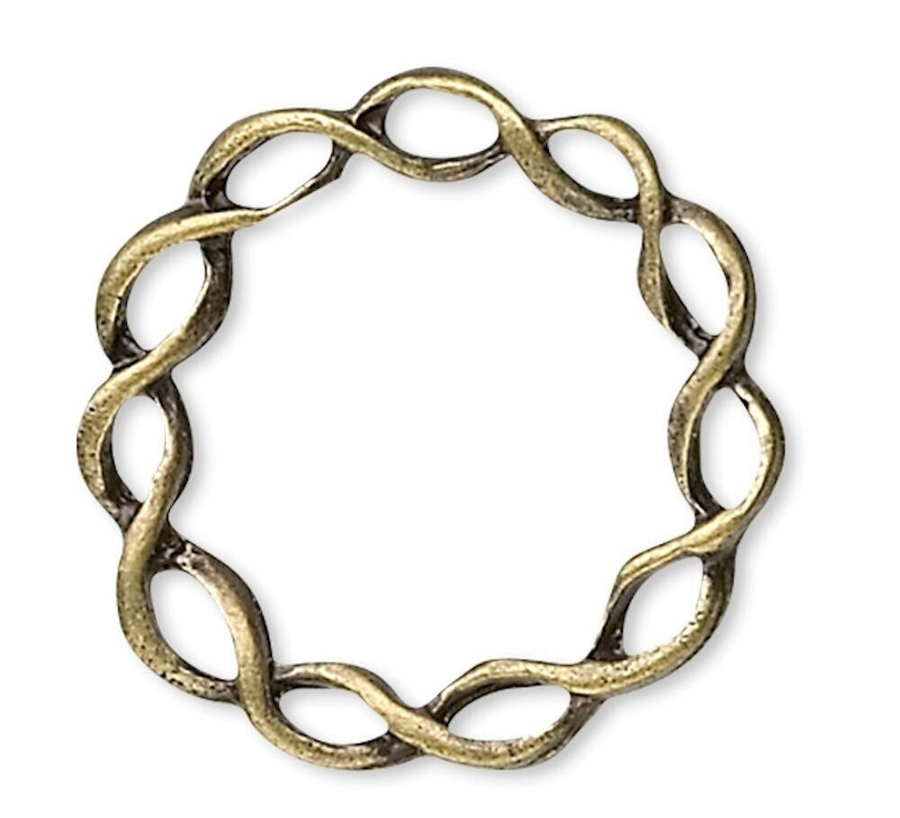 Antiqued Brass Pewter Twisted Ring Multi-Loop Connectors, 18x2mm, 10 pcs