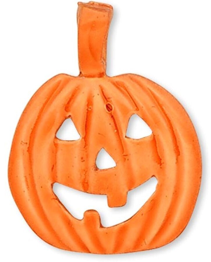 Orange Epoxy Pewter Carved Pumpkin Halloween Charms, 18x14mm - Pack of 2