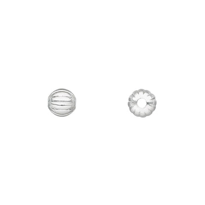 Silver Plated Brass Corrugated Round Beads, 6mm, 100 pcs