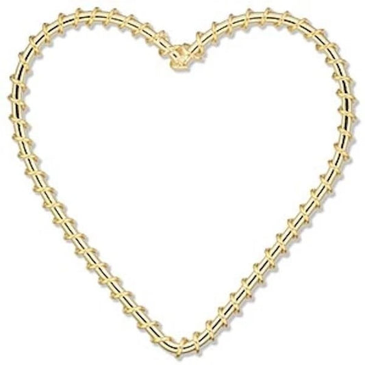 Gold Plated Steel Wire-Wrapped Heart Components, 50x50mm