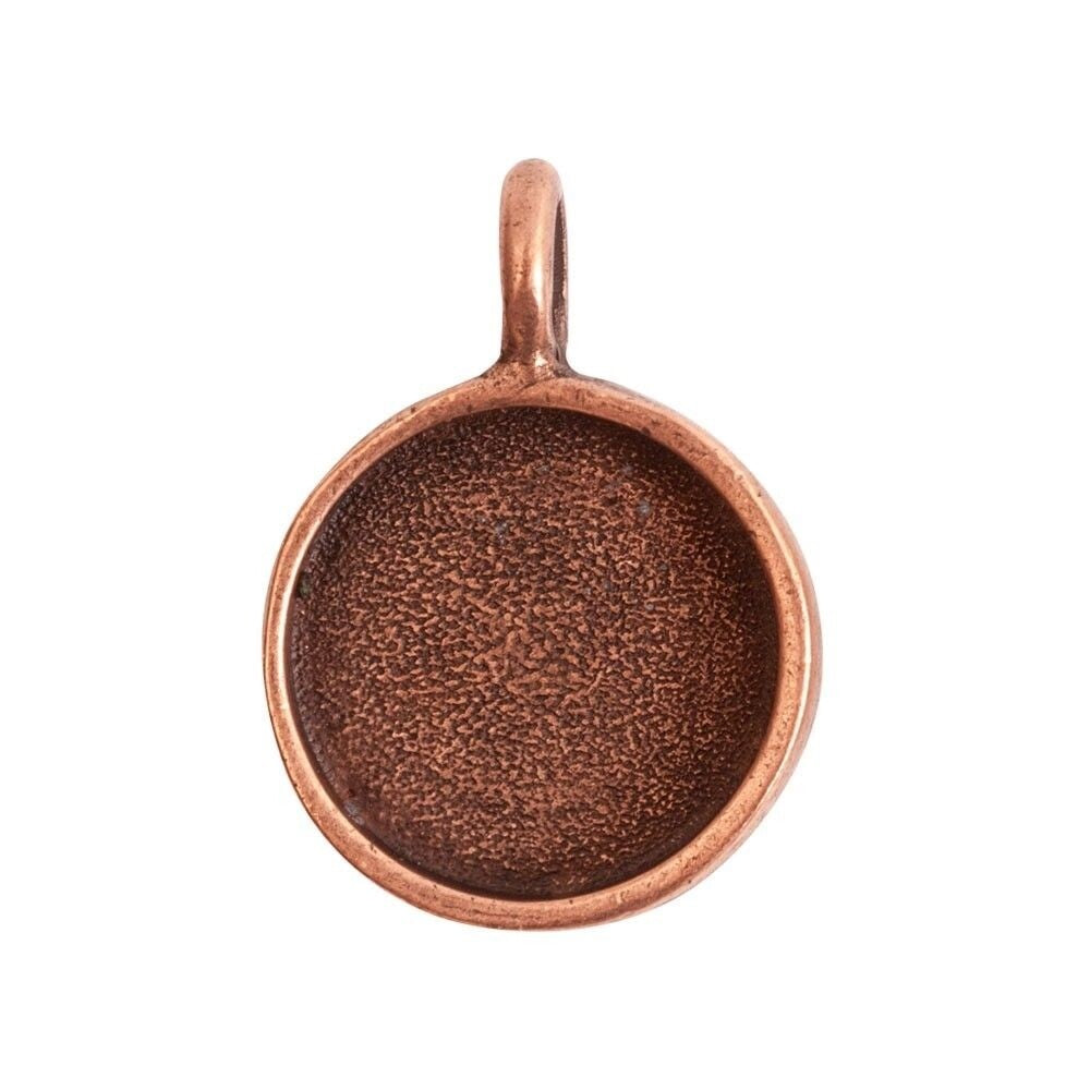 Nunn Design Antiqued Copper Patera Small Circle Bezel Pendant, 26x19mm
