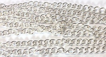 Silver Plated Cable Chain, 4x5mm Links, 60 inches