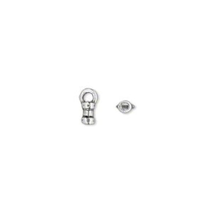 Antiqued Silver Plated Pewter Crimp Tube Ends with Loop 4x2.5mm 1mm ID – 4 pcs
