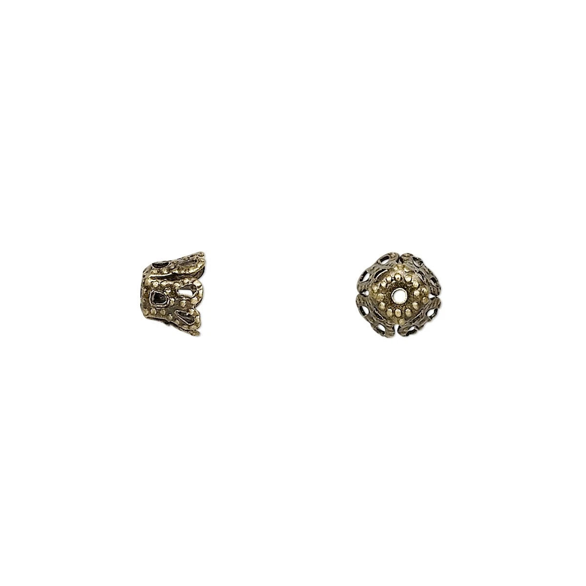 Antiqued Brass Pewter Lacy Cone Bead Caps, 6x5mm, 24 pcs