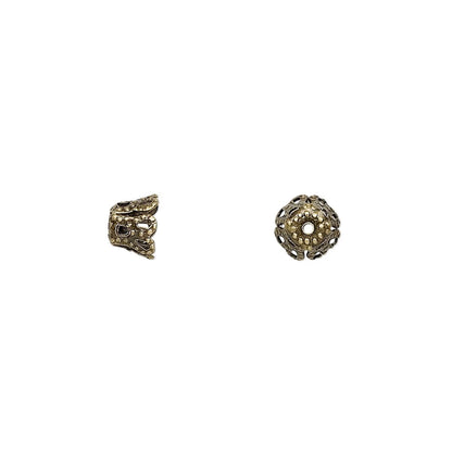 Antiqued Brass Pewter Lacy Cone Bead Caps, 6x5mm, 24 pcs