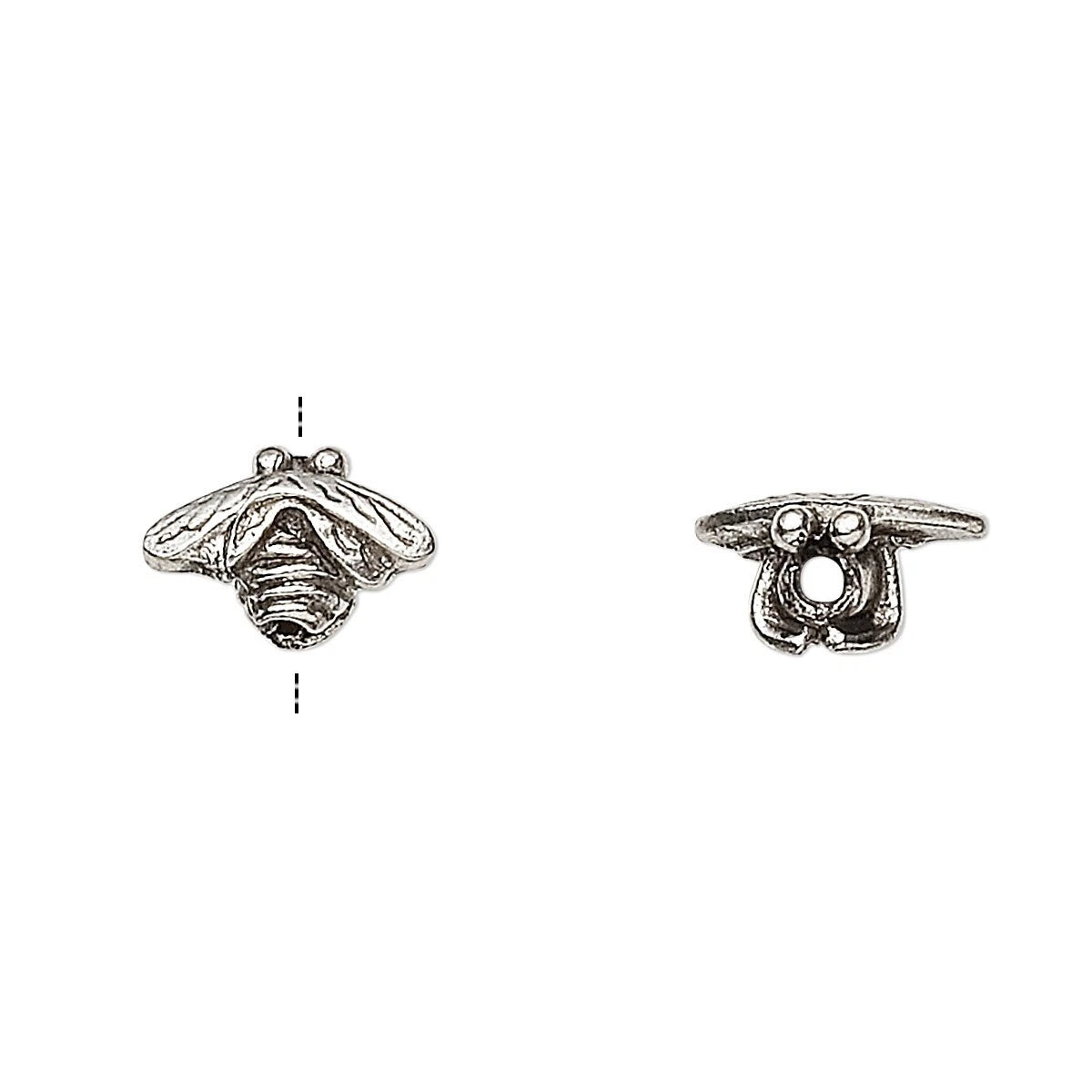 Antiqued Silver Pewter 13x6mm 3D Bumble Bee Beads, 4 pcs