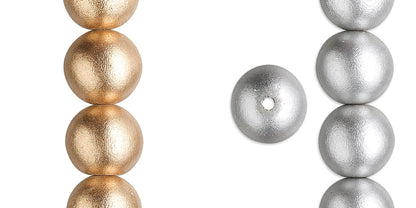 Painted Wood 15mm Round Beads, Metallic Finish, 1 Strand (approx. 25)