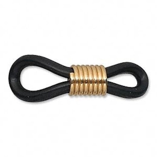 Black Rubber Eyeglass Holder Findings with Adjustable Gold Coil