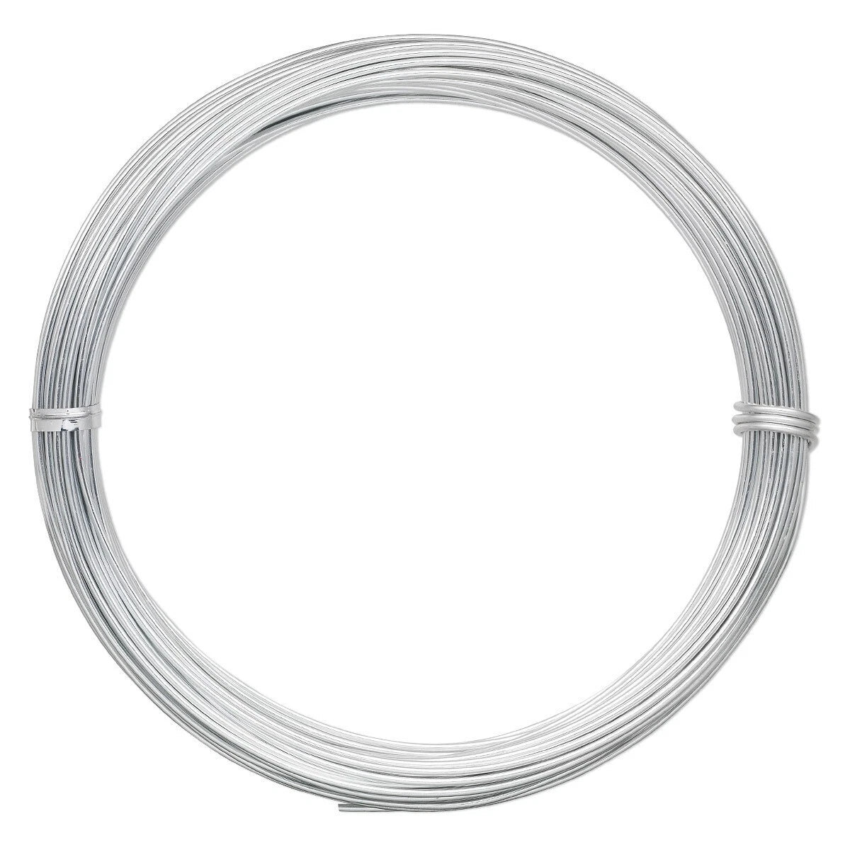 Silver Anodized Aluminum Round Wrapping Wire, 16 Gauge (1.25mm), 45 ft