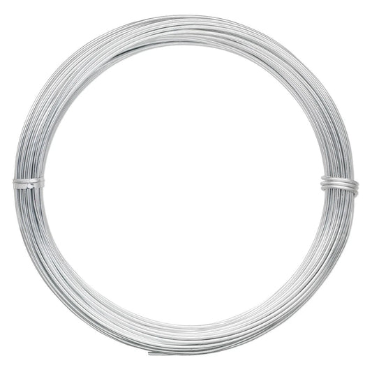 Silver Anodized Aluminum Round Wrapping Wire, 16 Gauge (1.25mm), 45 ft