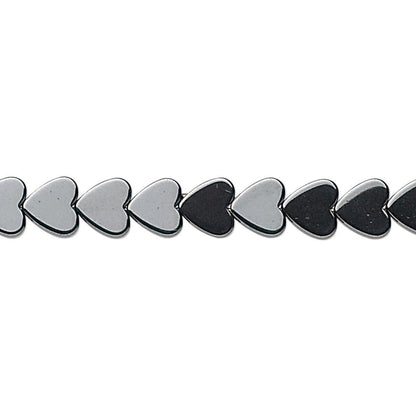 Hemalyke Metallic Grey 6mm Flat Heart Beads, 1 Strand (approx. 67)