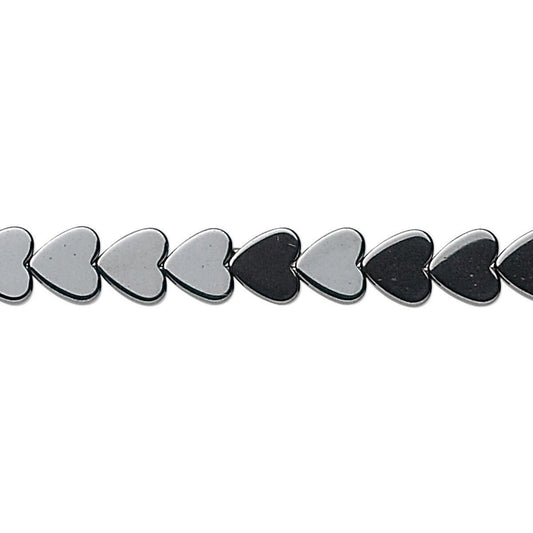 Hemalyke Metallic Grey 6mm Flat Heart Beads, 1 Strand (approx. 67)