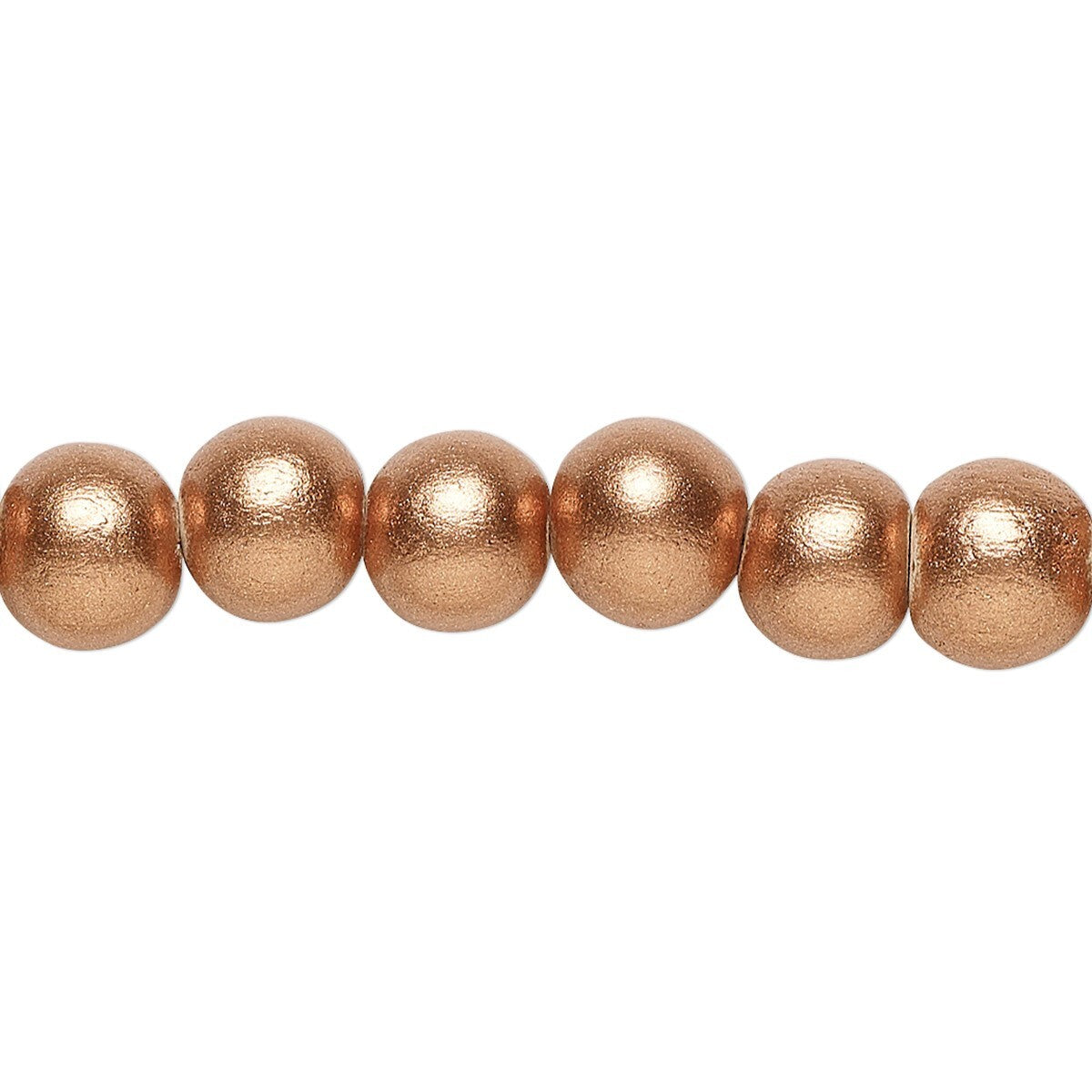 Metallic Copper Round Wood Beads, 8mm or 10mm — 2 Strands