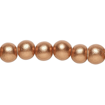 Metallic Copper Round Wood Beads, 8mm or 10mm — 2 Strands