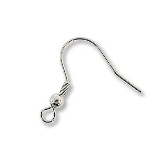 316L Stainless Steel 20mm Fishhook Ear Wires with 3mm Ball & Open Loop, 72 pcs