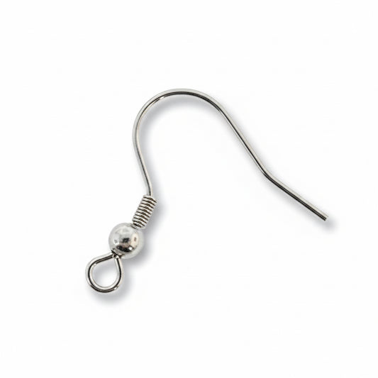 316L Stainless Steel 20mm Fishhook Ear Wires with 3mm Ball & Open Loop, 72 pcs