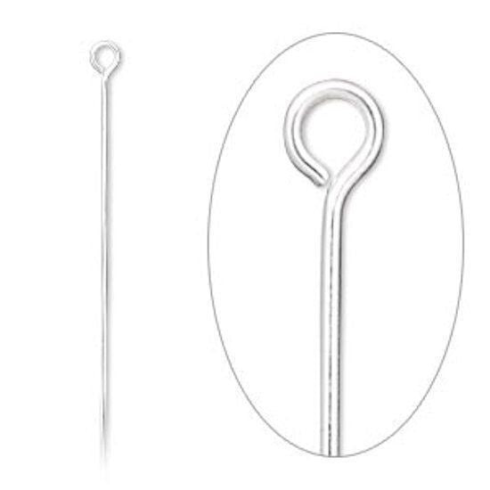 Eye Pin, 144 Silver Plated Brass 2 Inches Long 21 Gauge Standard Eye Pin