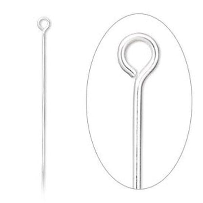 Eye Pin, 144 Silver Plated Brass 2 Inches Long 21 Gauge Standard Eye Pin