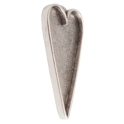 A single metallic heart-shaped pendant or charm with a textured, antiqued silver finish, shown against a plain white background.