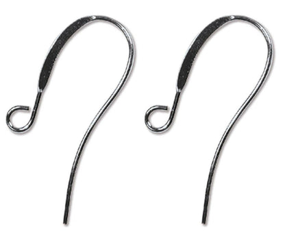 Black Oxide Plated Brass 10x26mm Flattened Fishhook Ear Wires