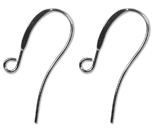 Black Oxide Plated Brass 10x26mm Flattened Fishhook Ear Wires
