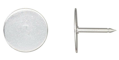 Metallic pushpin with round head and pointed tip on a white background