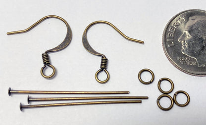 Antiqued Gold Earring Finding Kit, 60 pcs (Makes 6 Pairs)
