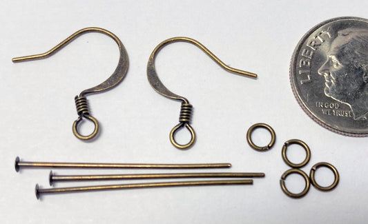 Antiqued Gold Earring Finding Kit, 60 pcs (Makes 6 Pairs)
