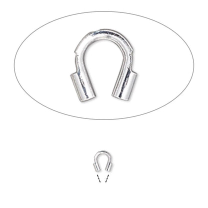Silver Plated Brass Wire Guardians, 4x4mm (approx. 5/32 inch), 0.5mm ID, 144 pcs