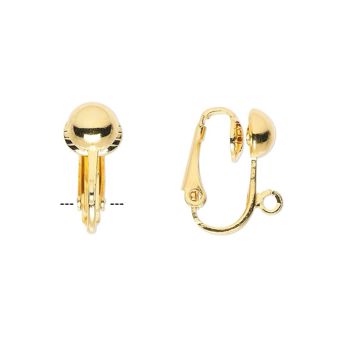 Gold Plated Steel Clip-On Earring Blanks 16mm Half Ball