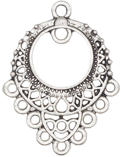 Antiqued Pewter Filigree Chandelier Earring Connectors 26x23mm - 10 pcs