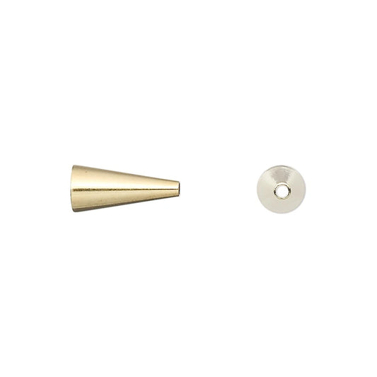 Gold Plated Brass Cone Bead Cap Terminators, 12x5mm, 10 pcs