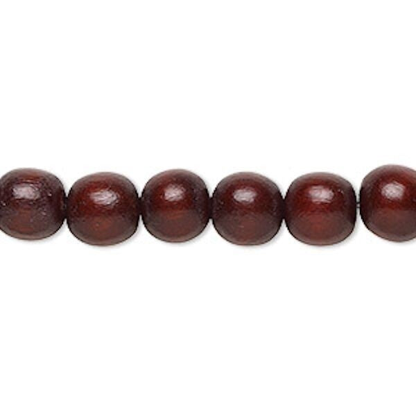 Dyed & Waxed Wood Round Beads 7-8mm - 2 Strands (approx. 108 pcs)
