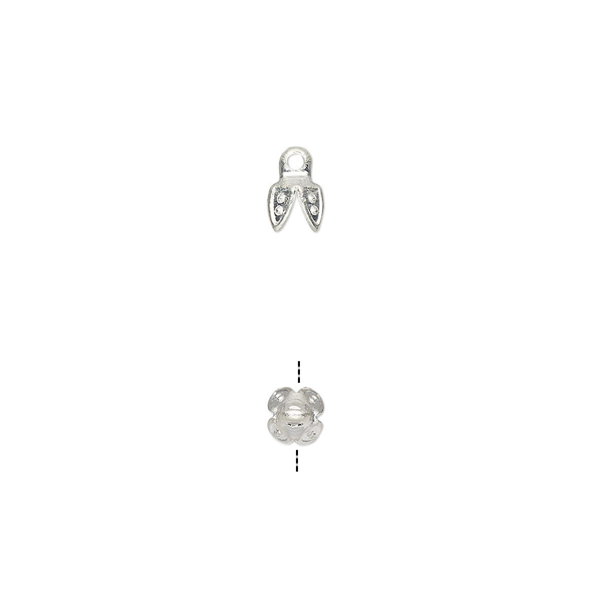Silver Plated Brass 4-Prong Bell Bead Caps 4.5x4mm for 4-5mm Beads