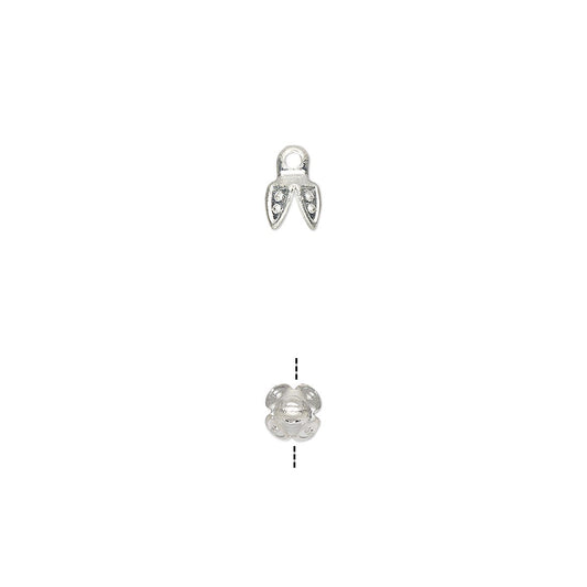Silver Plated Brass 4-Prong Bell Bead Caps 4.5x4mm for 4-5mm Beads
