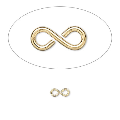 Gold Plated Brass Figure 8 Link Connectors, 7x3mm 20 Gauge - Pack of 100