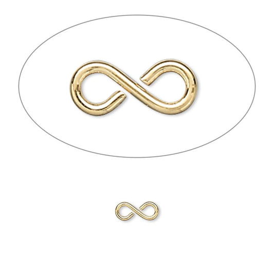 Gold Plated Brass Figure 8 Link Connectors, 7x3mm 20 Gauge - Pack of 100