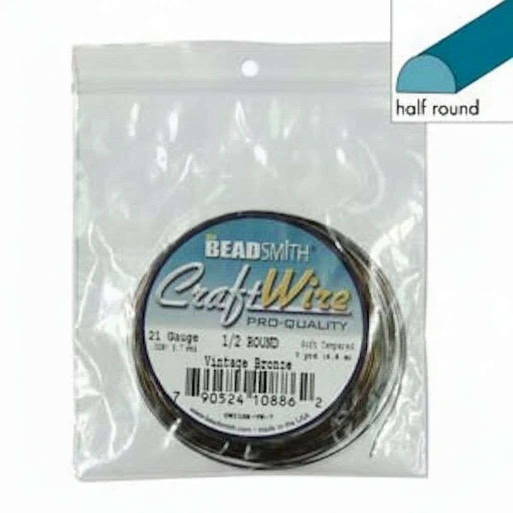 Vintage Bronze Half Round Non-Tarnish Copper Wire, 21 Gauge (0.72mm), 7 Yards