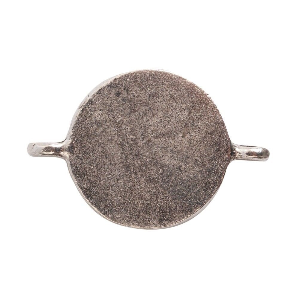 Nunn Design Antiqued Silver Pewter Circle Link Bezel Pendant, 17mm, 1 pc