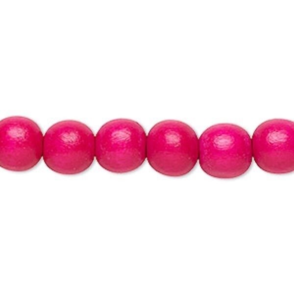 Dyed & Waxed Wood Round Beads 7-8mm - 2 Strands (approx. 108 pcs)