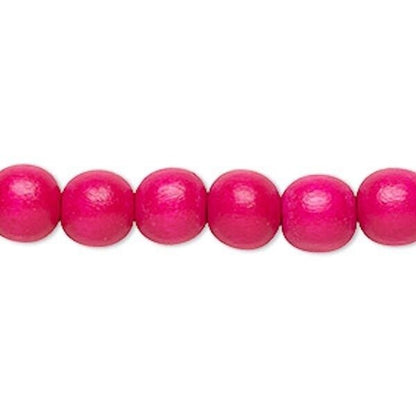 Dyed & Waxed Wood Round Beads 7-8mm - 2 Strands (approx. 108 pcs)