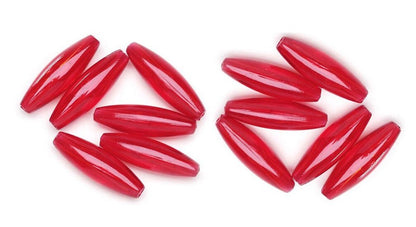 Transparent Red Acrylic Oval Tube Beads, 6x19mm, 144 pcs