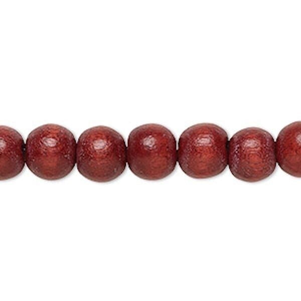 Dyed & Waxed Wood Round Beads 7-8mm - 2 Strands (approx. 108 pcs)
